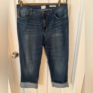 Angels Everflex Deep Cuff Straight wide ankle Cropped dark blue Jean sz 16/33